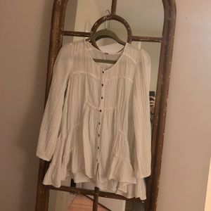 Free People White Flowy Boho top